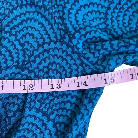 Boden Jersey Stretch Faux Wrap Blue Scallop Midi Dress Fit & Flare Empire Waist - Picture 16 of 16